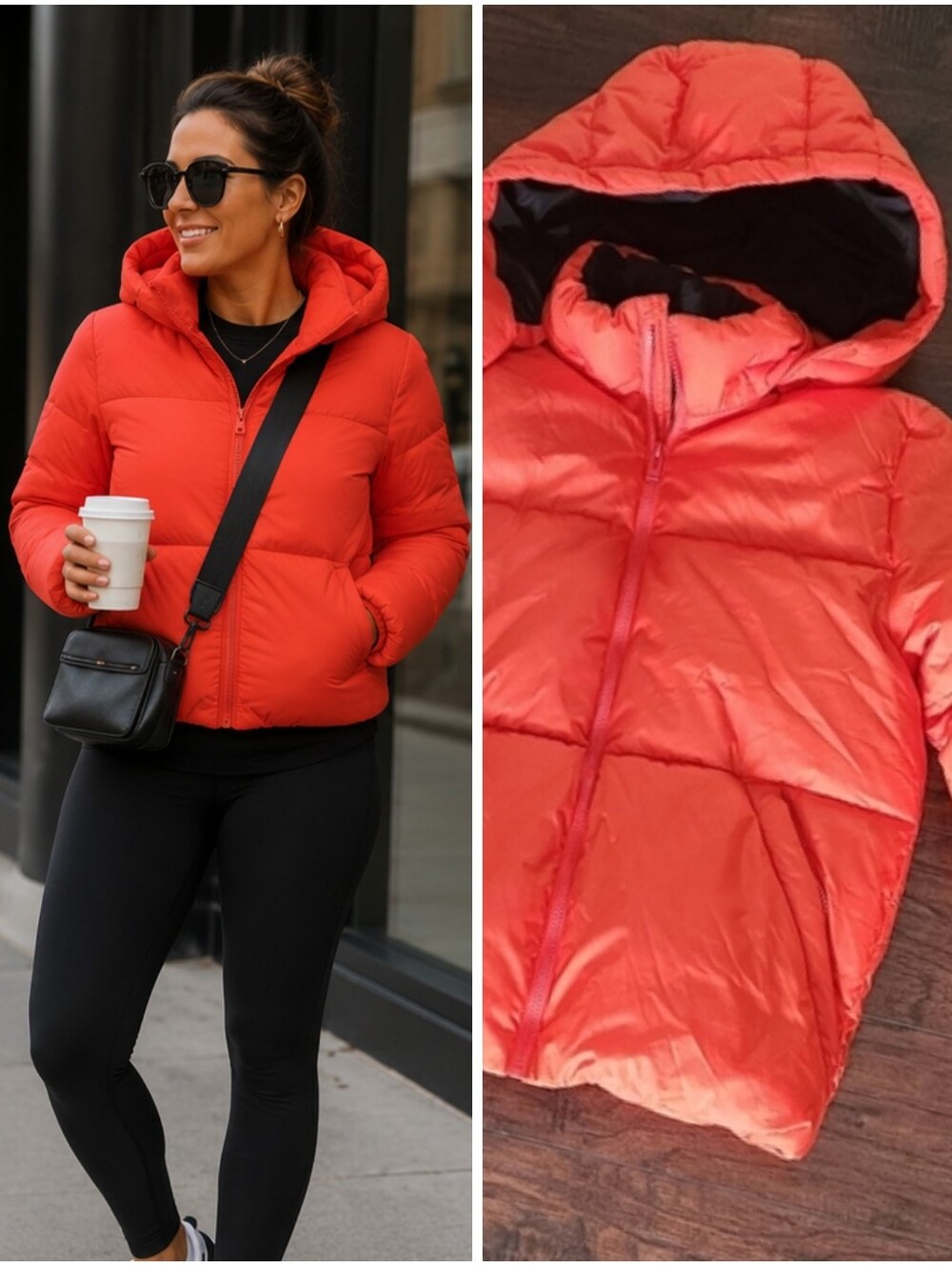 All in Motion Short puffer jacket insulated wind water resistant red /otange